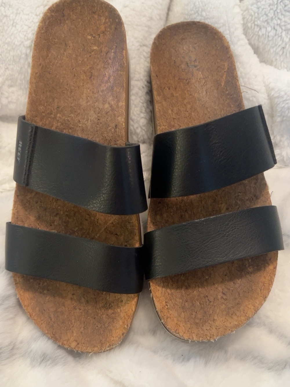 Reef Black Double-Strap Cork Footbed Women's Sandals